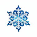Blue Foil Snowflake on White Background