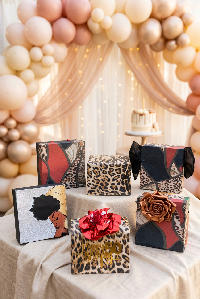 Decorative Leopard & Geometric Print Gift Box – Sold Individually