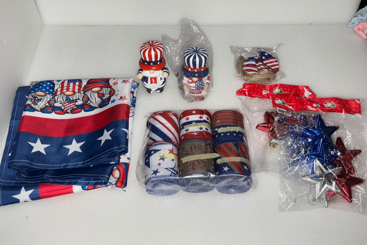 Patriotic americana craft and decor bundle on clean white background