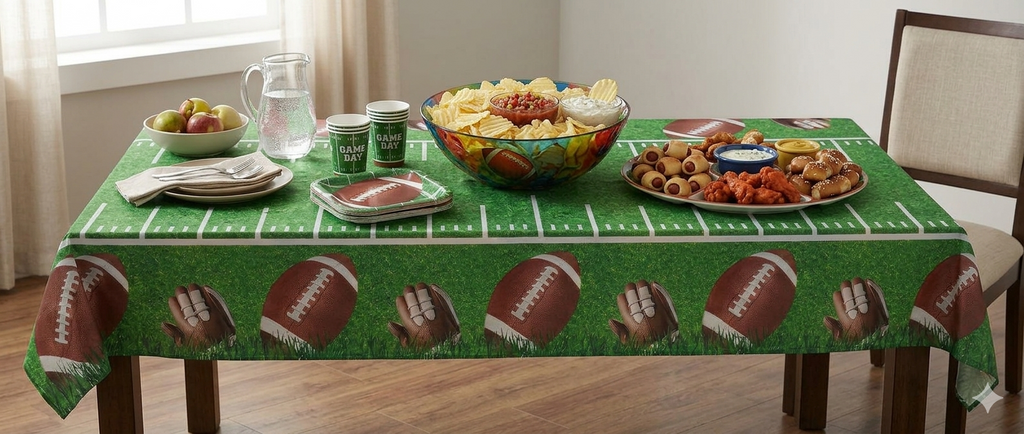 Football Field Party Tablecloth – Green Gridiron Print