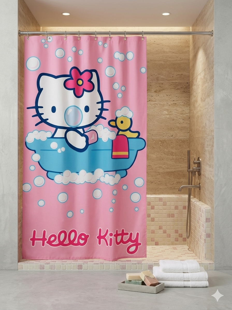 Hello Kitty Bath Time Shower Curtain