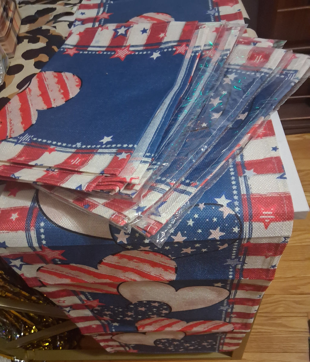 Patriotic Red White & Blue Table Runners – Bundle of 6
